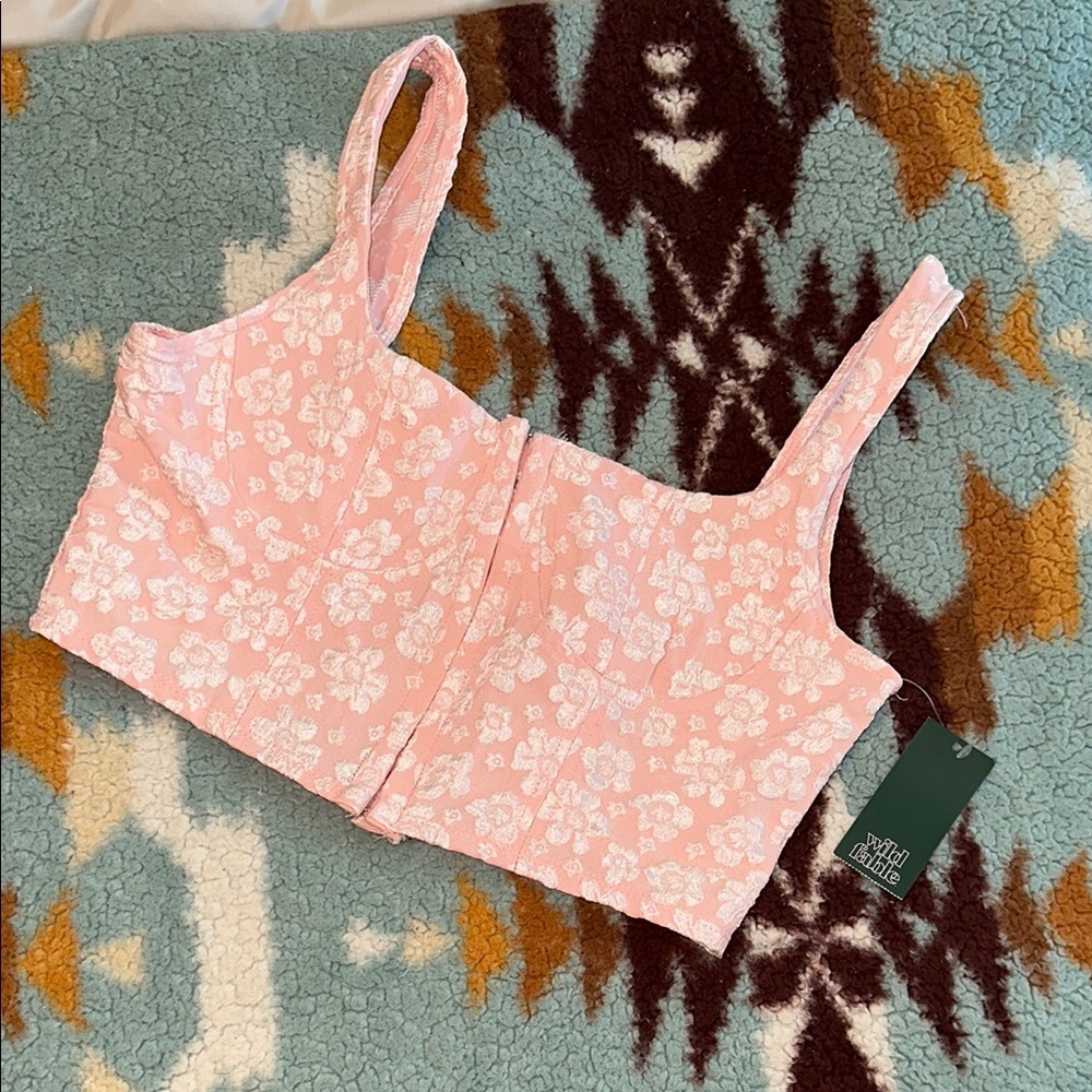 Light Pink Floral Crop Top Wild Fable target size medium corset